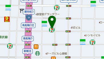 外貨両替機 SMART EXCHANGE セブン-イレブン 大阪南船場3丁目店の地図画像