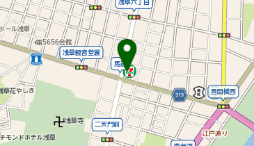 外貨両替機 SMART EXCHANGE セブン-イレブン 浅草馬道店の地図画像