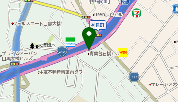 【予約制】Bounce ロッカー セブンイレブン 目黒青葉台3丁目店 保管場所の地図画像