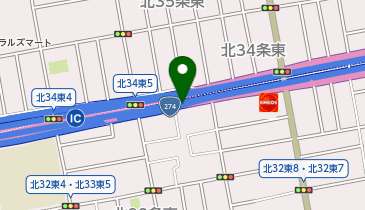 札樽自動車道(均一区間) 札幌北IC 上り 出口の地図画像