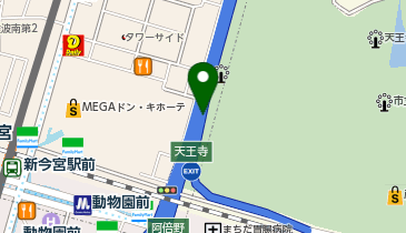 阪神14号松原線 天王寺出口 下り 出口の地図画像