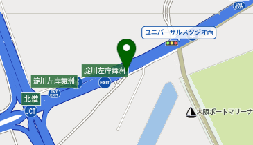 阪神2号淀川左岸線 淀川左岸舞洲出入口 上り 出口の地図画像