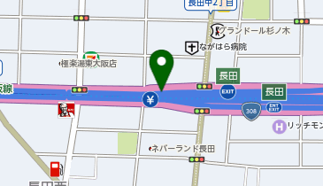 阪神13号東大阪線 長田出入口 下り 出口の地図画像