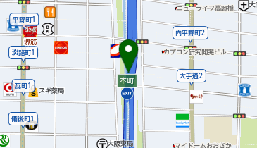 阪神1号環状線 本町出口 上り 出口の地図画像