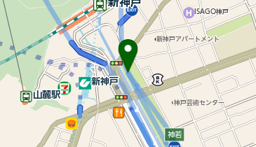 阪神32号新神戸トンネル 神若出口 南行き 出口の地図画像