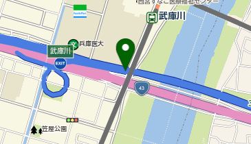 阪神3号神戸線 武庫川出入口 西行き 出口の地図画像