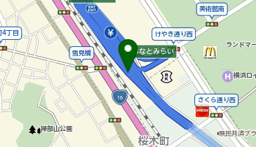 神奈川1号横羽線 みなとみらい出入口 上り 出口の地図画像