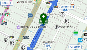 首都都心環状線 東銀座出口 外回り 出口の地図画像