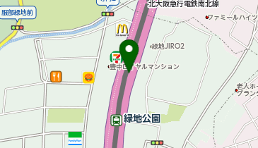 新御堂筋 緑地公園 上り 出口の地図画像