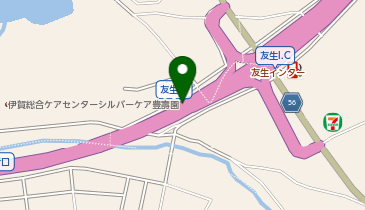 名阪国道 友生IC 上り 出口の地図画像