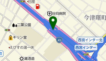 阪神3号神戸線 西宮IC(JCT) 下りの地図画像