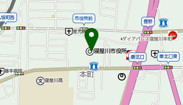寝屋川市役所の地図画像
