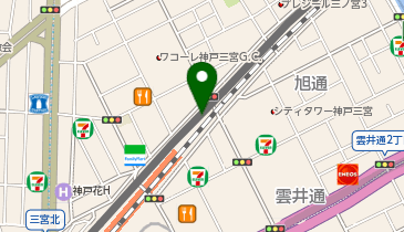 100円レンタカー 三宮駅前の地図画像