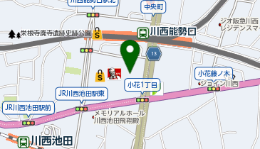 川西市生涯学習課・川西市ルーム500の地図画像