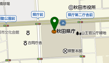 秋田県庁パスポート窓口の地図画像