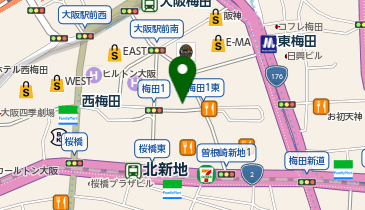 大阪市梅田サービスカウンターの地図画像