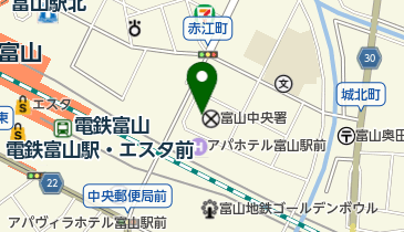 富山県富山中央警察署の地図画像