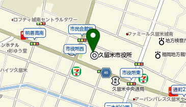 久留米市役所 展望ロビーの地図画像