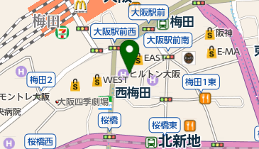 バカラショップ 梅田 ヒルトンプラザ大阪店の地図画像