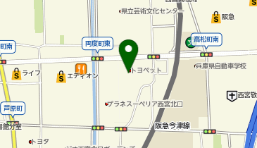 神戸トヨペット THE GARAGE(ザ ガレージ) 西宮の地図画像