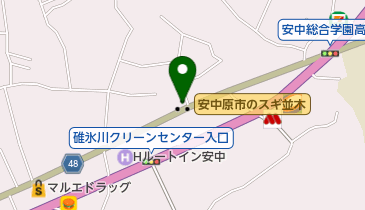 安中原市のスギ並木の地図画像