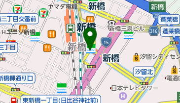 新橋駅烏森改札口宝くじ売り場の地図画像