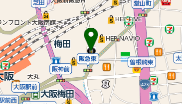 餃々 ホワイティ梅田店の地図画像