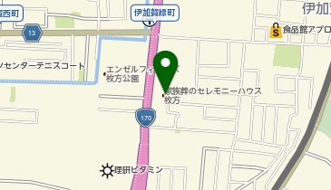 小さなお葬式 枚方伊加賀ホールの地図画像