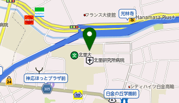 北里研究所病院研究部の地図画像