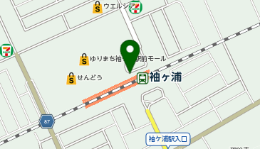 袖ヶ浦 北口 タクシー乗り場の地図画像