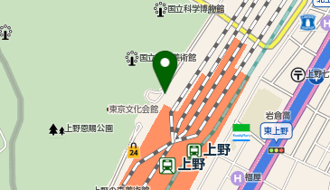 上野駅公園口 タクシー乗り場の地図画像