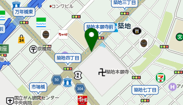 築地本願寺 タクシー乗り場の地図画像
