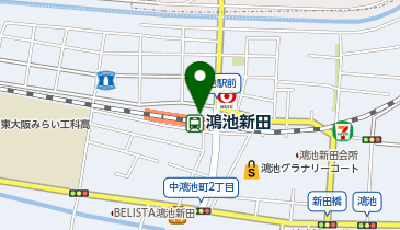 鴻池新田駅北口 タクシー乗り場の地図画像