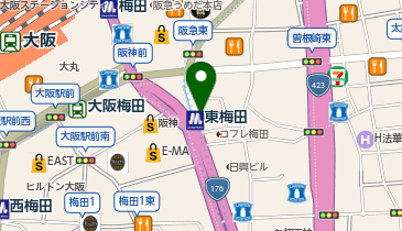 東梅田駅出口2 タクシー乗り場の地図画像