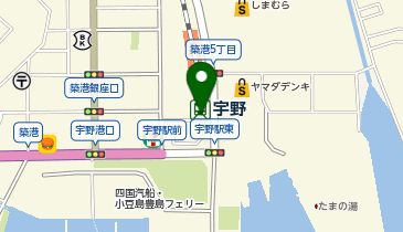 宇野駅前タクシー乗り場の地図画像