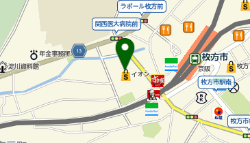 イオン枚方店の地図画像