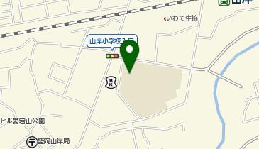 山岸小学校(洪水時は2・3階校舎、大規模火災時は屋外運動場)の地図画像