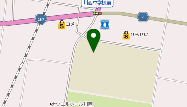 川西中学校体育館・グラウンドの地図画像