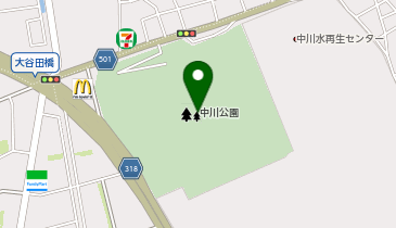 中川公園一帯・大谷田団地一帯の地図画像