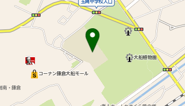 玉縄中学校、県立フラワーセンター大船植物園の地図画像