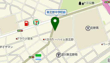 新北野中学校の地図画像