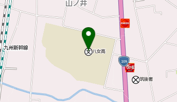 八女高校体育館の地図画像