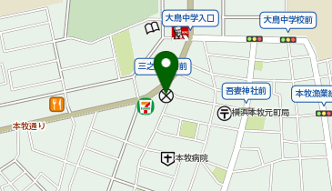 山手警察署本牧三之谷交番の地図画像