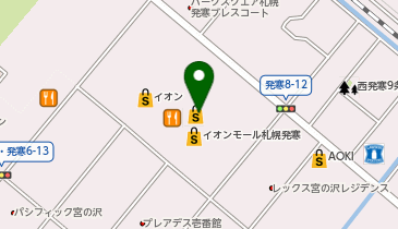 マジックミシンイオンモール札幌発寒の地図画像