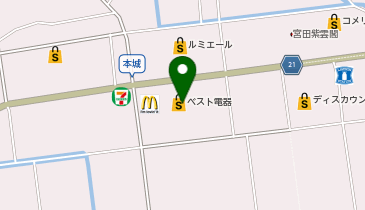 ヤマダデンキ ベスト電器宮田店の地図画像