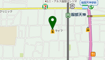 ライフ服部店の地図画像