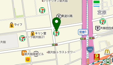 セブンイレブン ハートインヴィアイン新大阪W店の地図画像