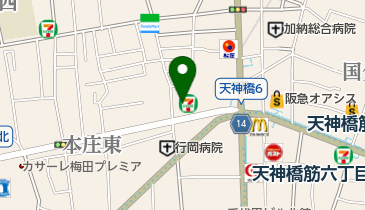 セブンイレブン 大阪天神橋6丁目店の地図画像