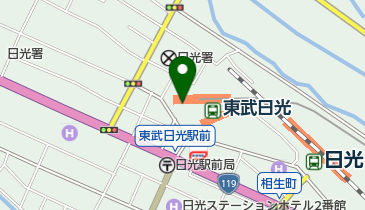 セブン銀行 東武鉄道 日光線 東武日光駅 共同出張所の地図画像