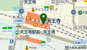 セブンイレブン ハートインJR天王寺駅東改札内店の地図画像